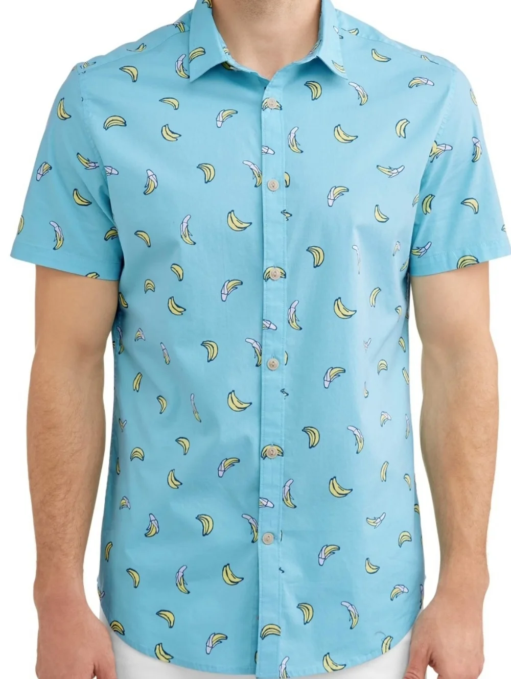 George mens short sleeve 3XL Button Down shirt Banana Graphic Teal/blue